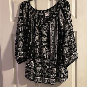 Bila Black and White Floral Blouse